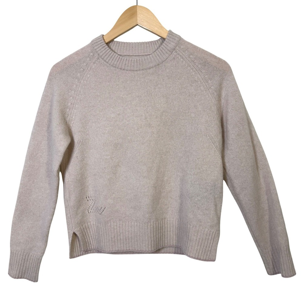 Zadig & Voltaire‎ 100% Cashmere Sweater Small Beige Crew Neck Long Sleeve Crop